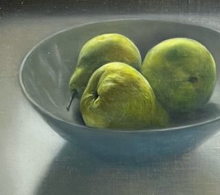 On my easel - WIP 

I have really enjoyed the process of bringing these pears out of the shadows…bit more work to do on the pretty blue bowl and it’s done! 

Another new work to add to the growing collection for my solo show at the end of April early May. More news on that soon…meanwhile…

SAVE THE DATE 

Opening night: 29 April 2022
Bellevue Artspace, Bellevue 👌 @bellevue_artspace 

#workinprogress #soloshow #bellevueartspace #oilpainting #stilllife #contemporaryart #artcollector #australianartist #australianart #classicalrealism #realism #realismoilpainting #pears #pearpainting #shadowsinart